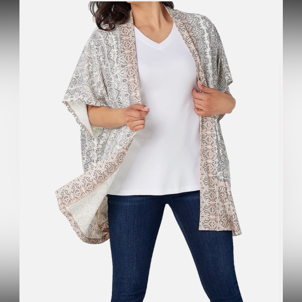 QVC Isaac Mizrahi Paisley Kimono Cardigan
